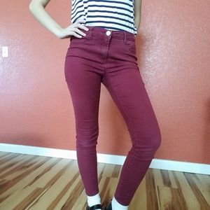 Red skinny jeans